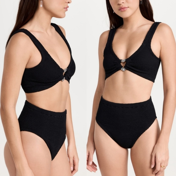 New Hunza G Jessica Navy Bikini 2 Piece Swimsuit Set NWT One Size - Picture 11 of 15